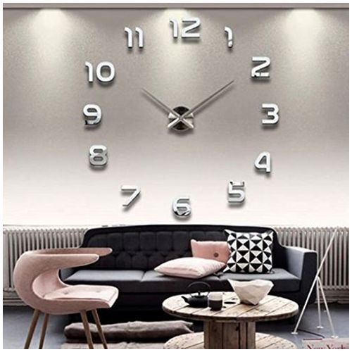 Horloge Murale - 3D - 120 Cm - Argent