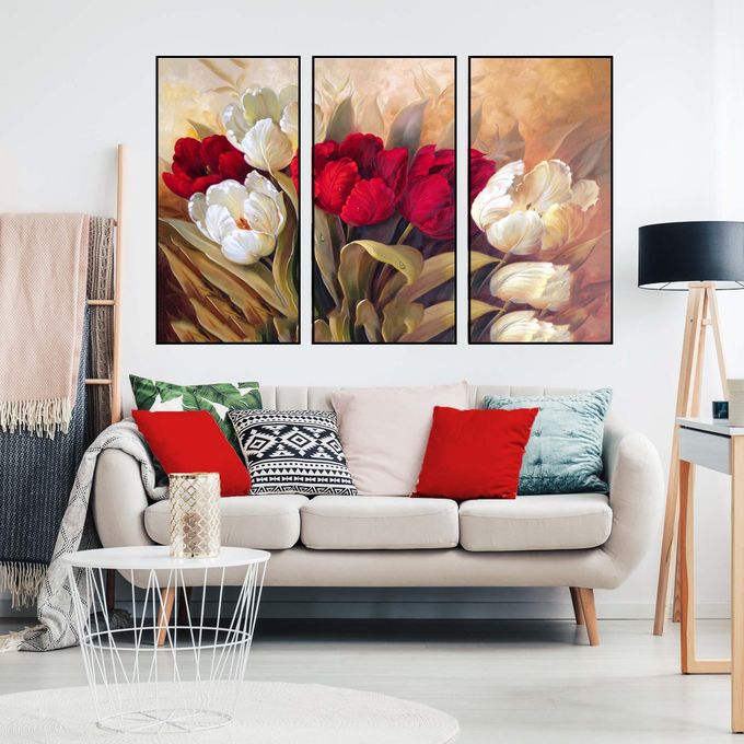 Tableau d�coratif 3 pi�ces - Florale - 60 x 95 cm
