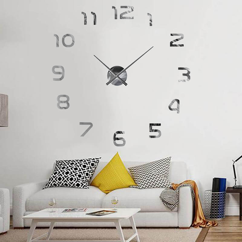 Horloge Murale - 3D - 90 Cm - Argent