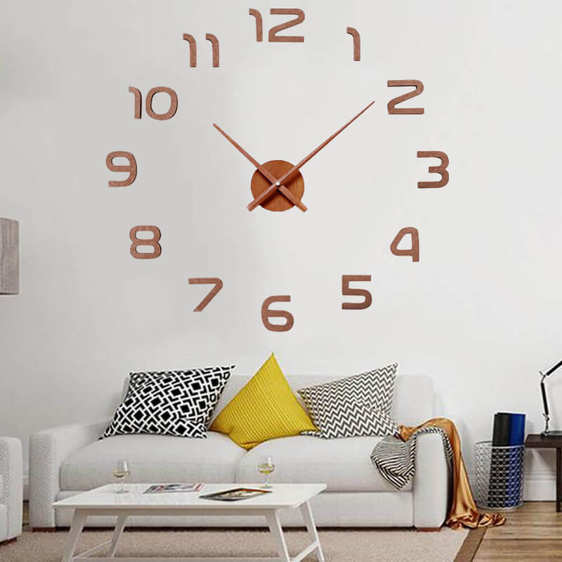 Horloge murale - 3D - 90 Cm - Effet Bois