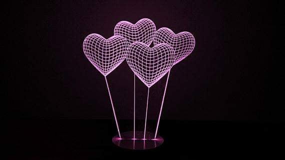 3D LED Lamp  Coeurs