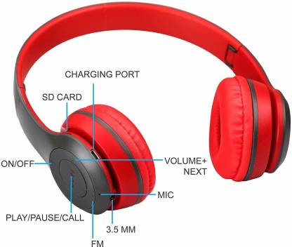 Casque Bluetooth MP3 - Bluetooth - Rouge-Micro Intégré