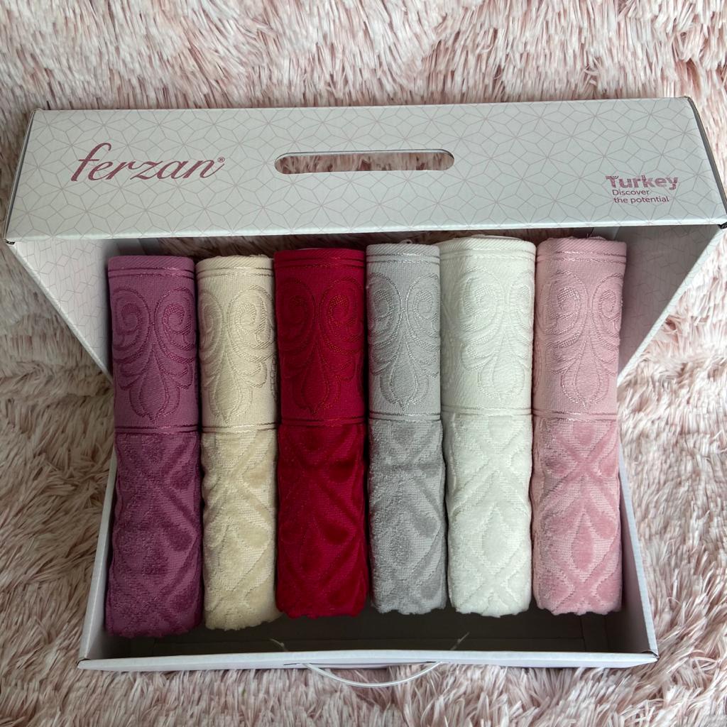 Ensembla 6 Pieces  Serviettes de Visage 100 % Coton de la marque Ferzan Havlu