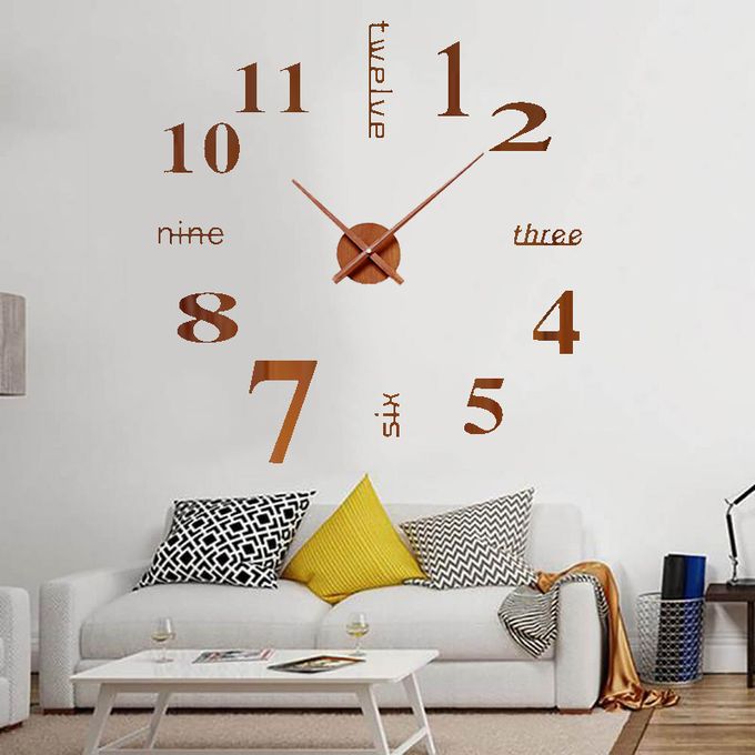 Horloge Murale 3D en acrylique - 90 cm - Chiffre et Num�ro - Effet Bois