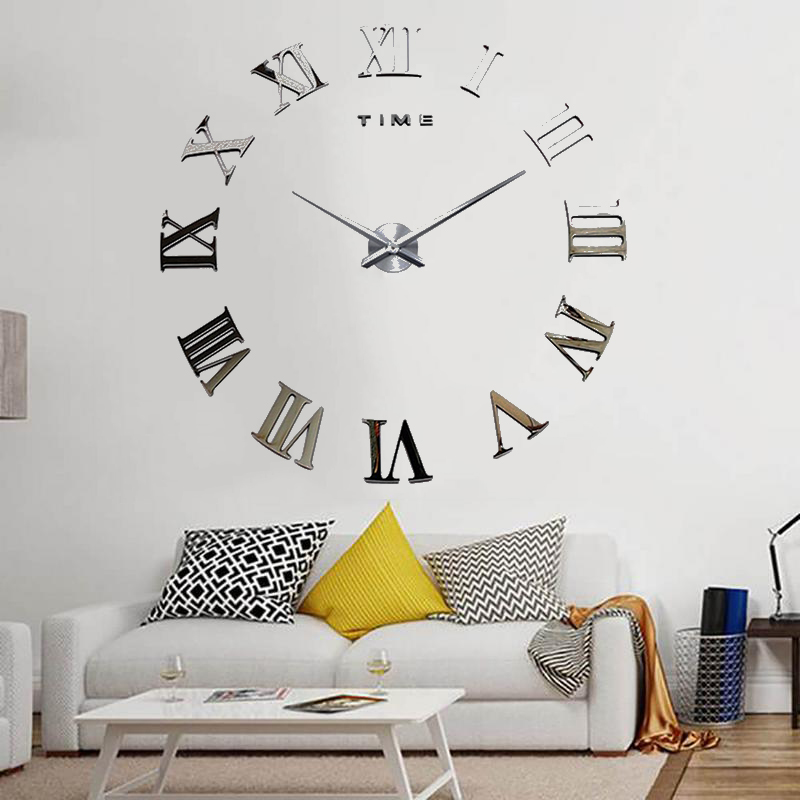 Horloge Murale - 3D - 60 Cm argent XII