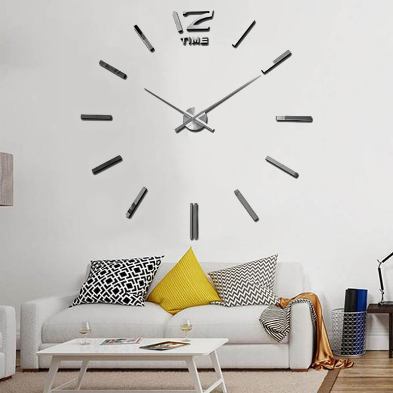 Horloge Murale - 3D - 120 Cm Argent I