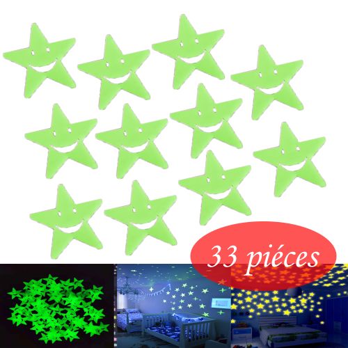 Etoiles autocollantes lumineuse 33 pcs - Stickers plastic Fluorescent - Vert