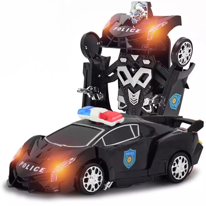 Voiture Police Transformable Robot - Noir