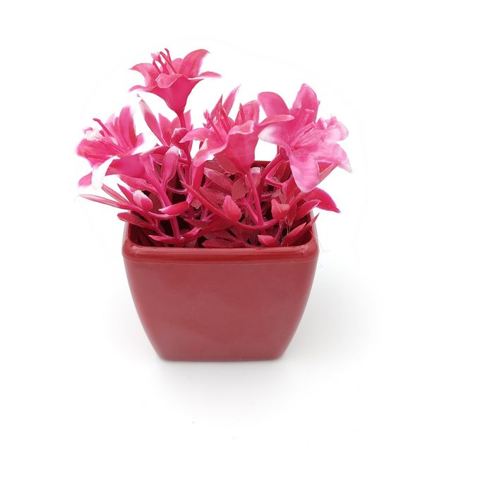 2 Plantes Artificiels Avec des Pots Carré - Rose