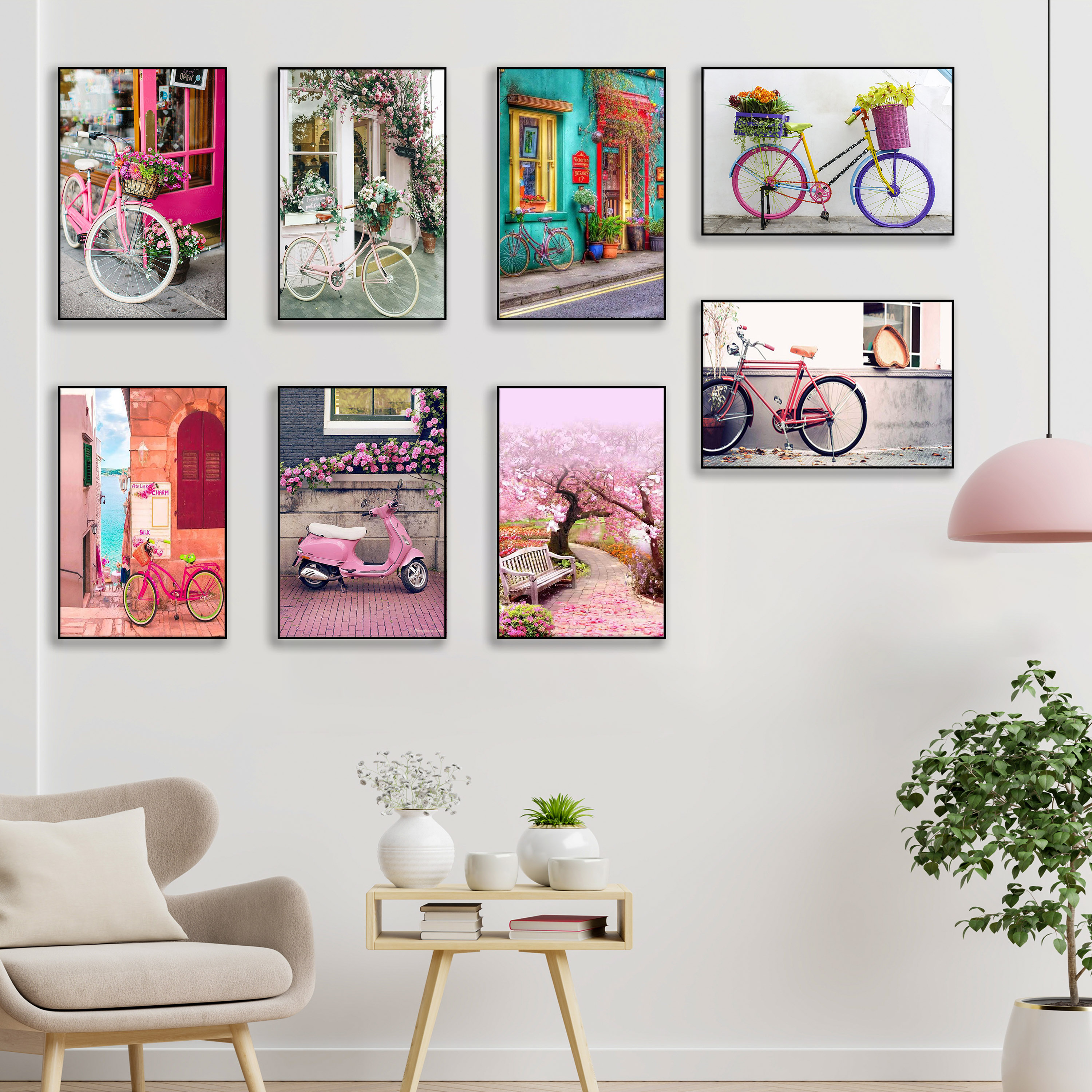  SÃ©rie de 8 tableaux Murale - Bicyclettes - 20 x30 cm chacune