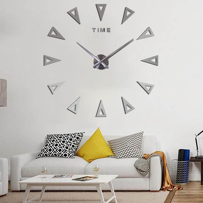 Horloge Murale 3D en acrylique - 120 cm - Flèches - argent