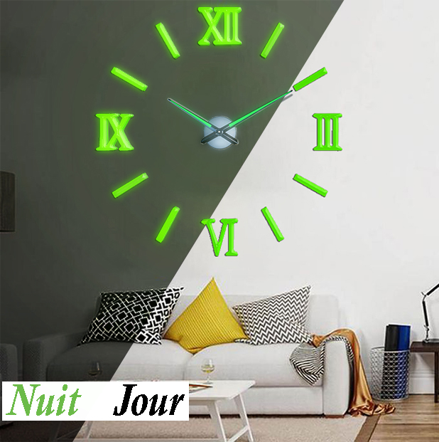 Horloge Murale 3D en acrylique - 120 cm - Romain - Lumineuse 