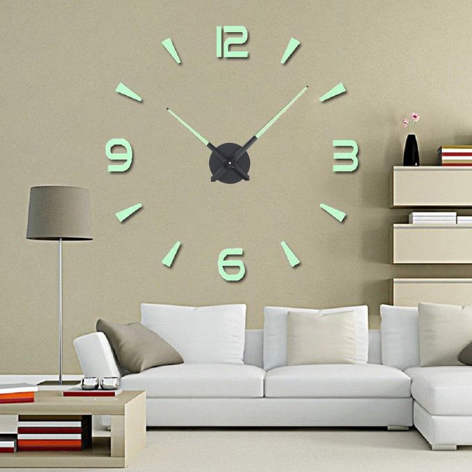 Diy Clock Horloge Murale Phosphorescente - Lumineuse - 3D - 120 Cm
