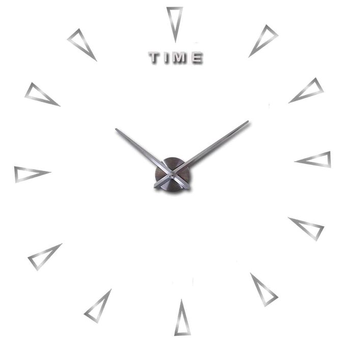 Horloge Murale Triangle - 3D - 120 Cm - Argente