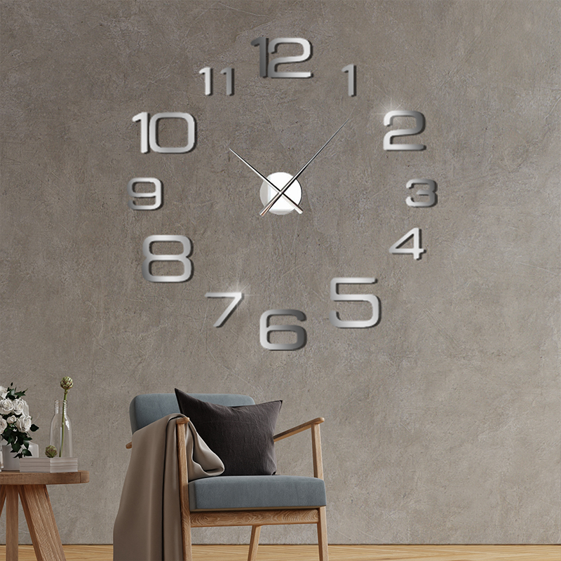 Horloge murale - 3D - 120 cm - Argent