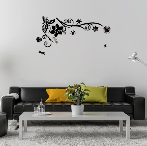 Sticker mural 3D - Branche - Plexiglas- Noir - 120x60cm