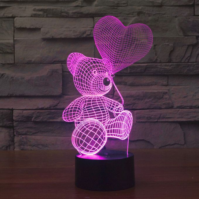 Veilleuse Ours en Peluche 3D - 3 couleurs changeantes - LED