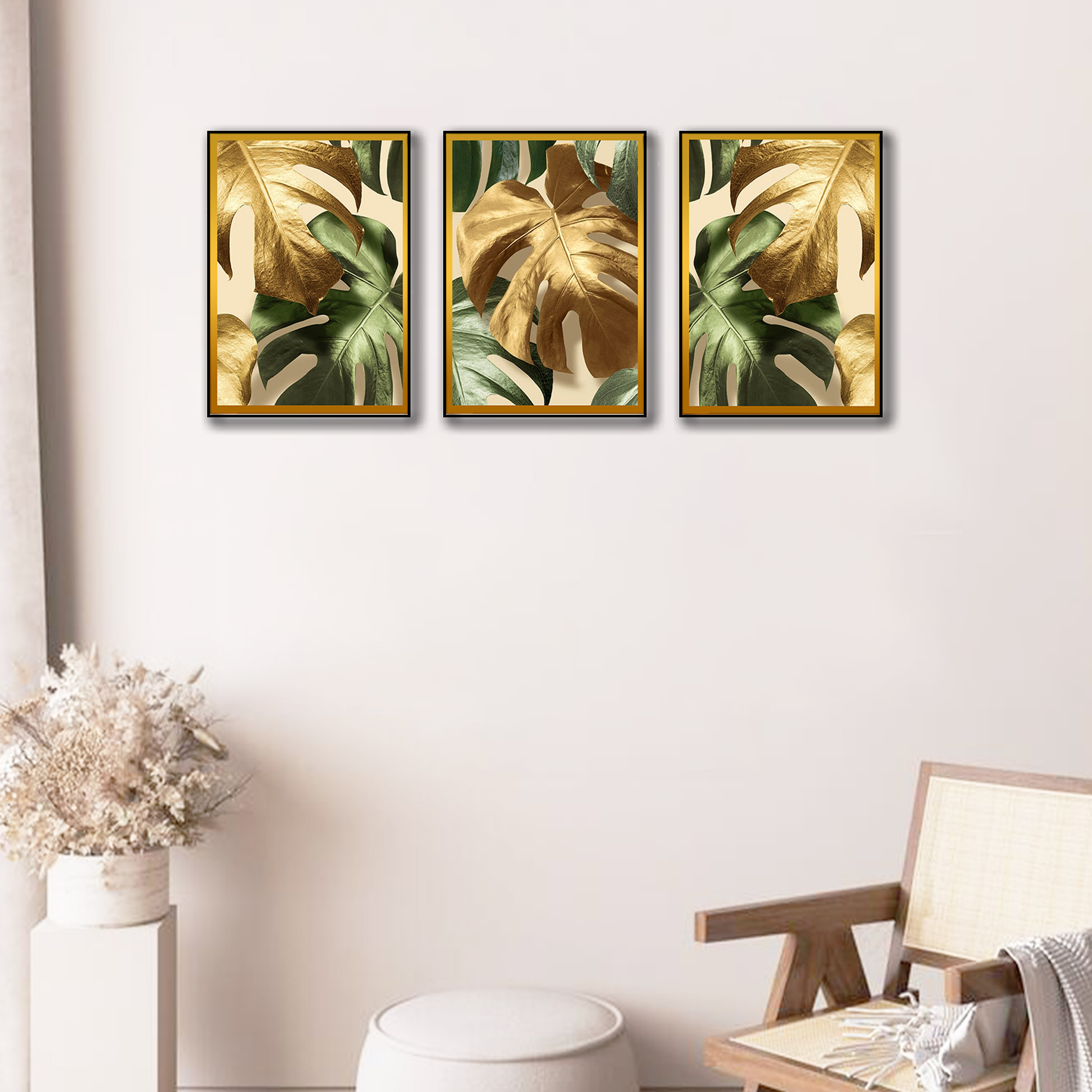 Série de 3 tableaux Murale - Tropical leaves - 20 x30 cm chacune