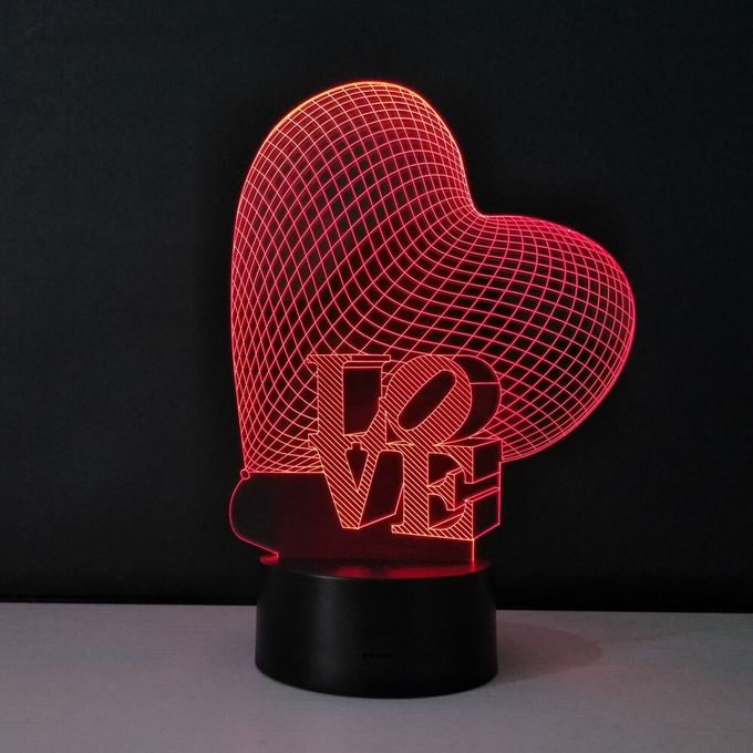 Veilleuse CÅur - Love - 3D - 3 couleurs changeant - LED - 2